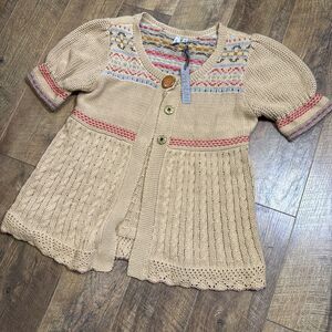 Vintage Caslon Chunky Knit Cardigan Sweater Fair Isle Button Cottagecore XL